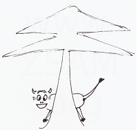 lachend Kuh schaut hinter Baum hervor